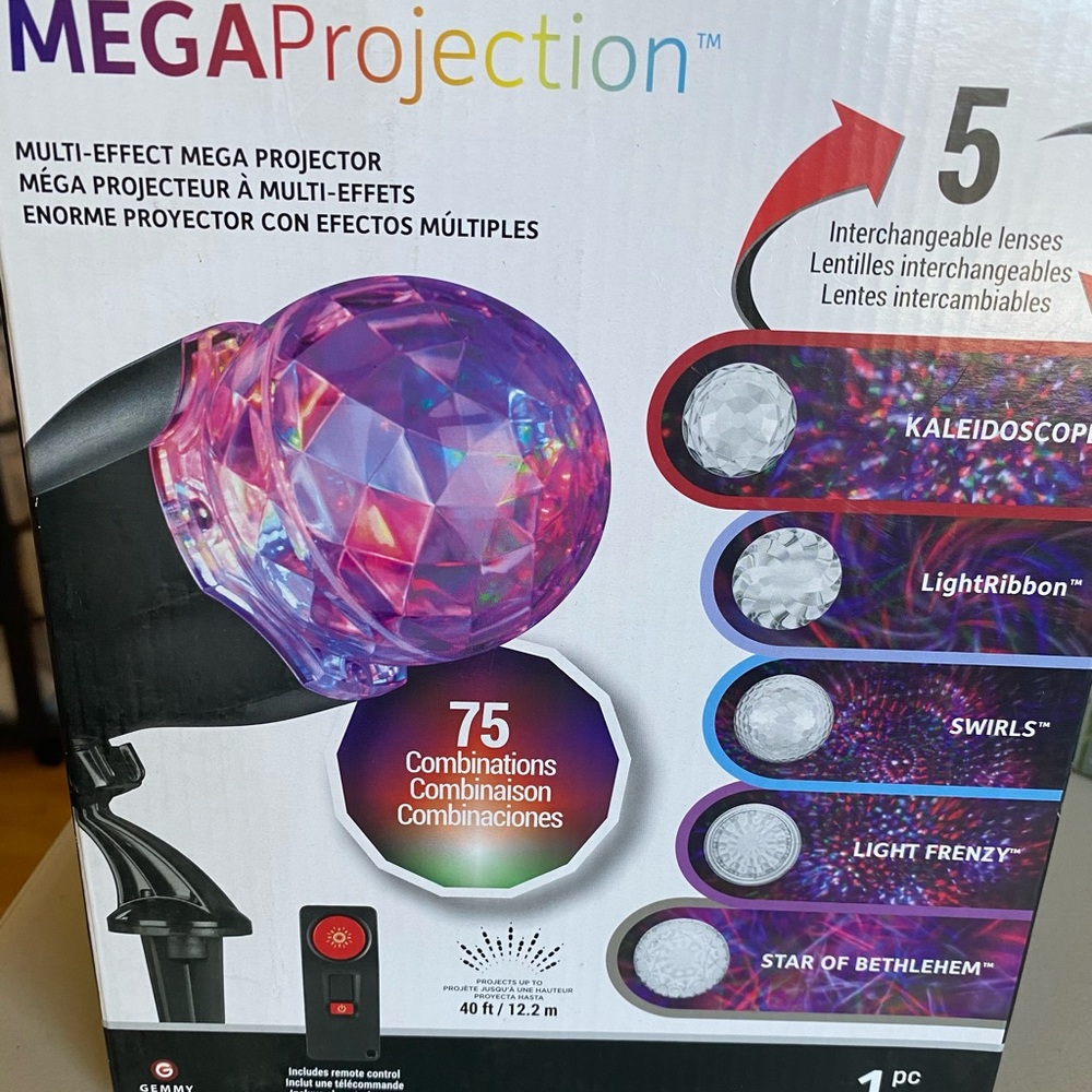 Mega projection multi color Christmas lights.